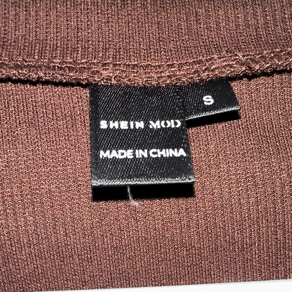 SHEIN Brown ribbed long sleeve crop top women size small - Picture 2 of 7